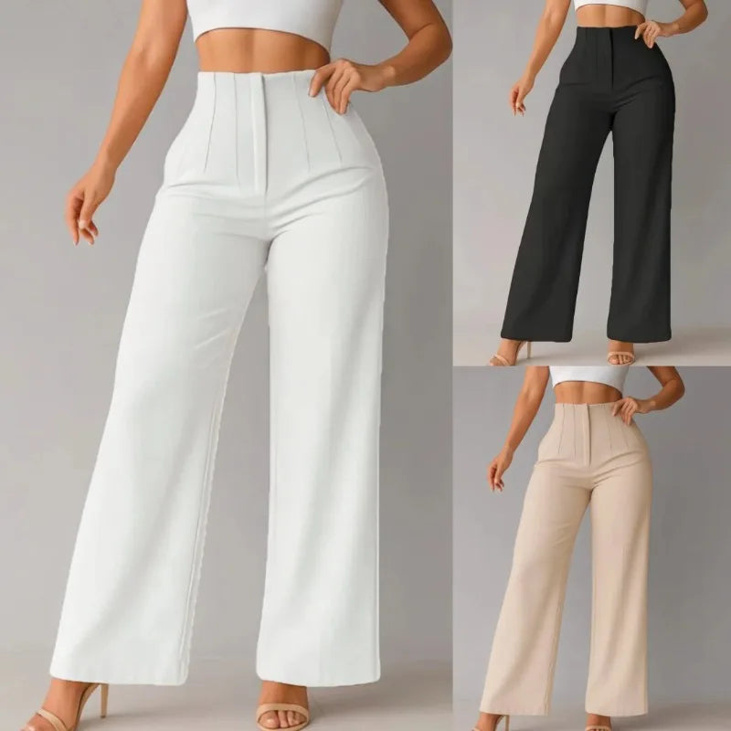 Women High Waist Pure Color Pants